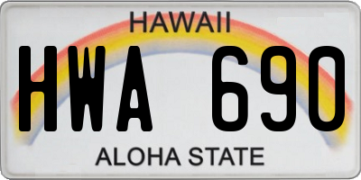 HI license plate HWA690