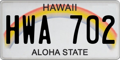 HI license plate HWA702