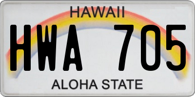 HI license plate HWA705