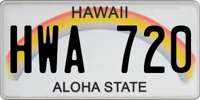 HI license plate HWA720