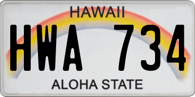 HI license plate HWA734
