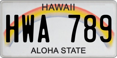 HI license plate HWA789