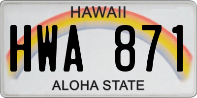 HI license plate HWA871