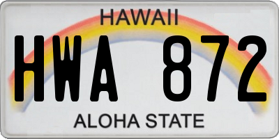 HI license plate HWA872