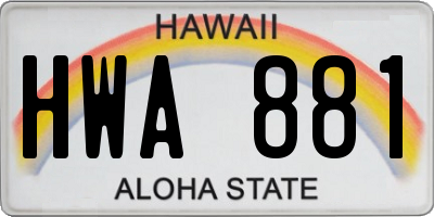 HI license plate HWA881