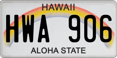 HI license plate HWA906
