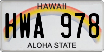 HI license plate HWA978