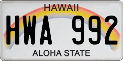 HI license plate HWA992