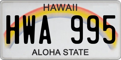 HI license plate HWA995