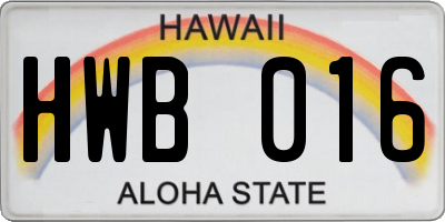 HI license plate HWB016