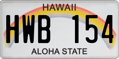 HI license plate HWB154