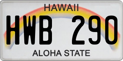 HI license plate HWB290