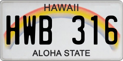 HI license plate HWB316