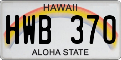 HI license plate HWB370