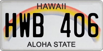 HI license plate HWB406