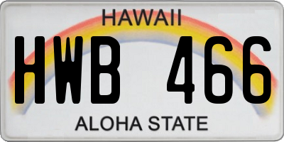 HI license plate HWB466
