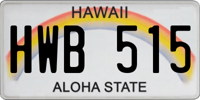 HI license plate HWB515