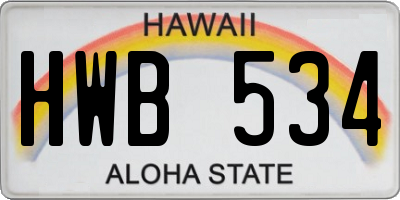 HI license plate HWB534