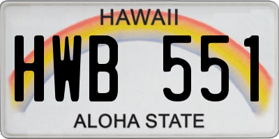HI license plate HWB551