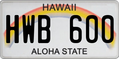 HI license plate HWB600