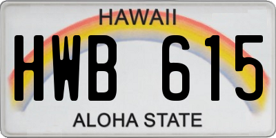 HI license plate HWB615