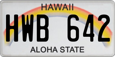 HI license plate HWB642