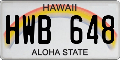 HI license plate HWB648