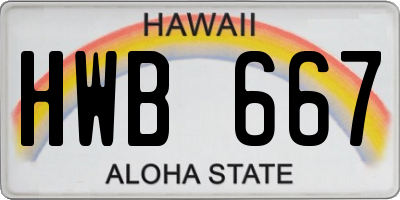 HI license plate HWB667