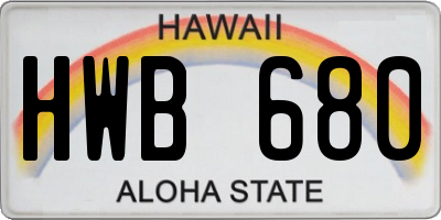 HI license plate HWB680