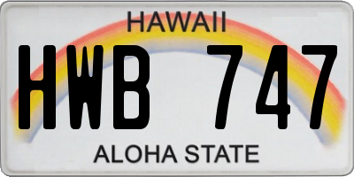 HI license plate HWB747