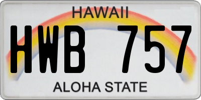 HI license plate HWB757