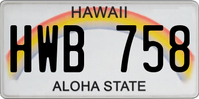 HI license plate HWB758