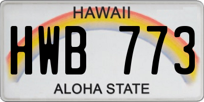 HI license plate HWB773