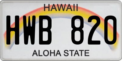 HI license plate HWB820
