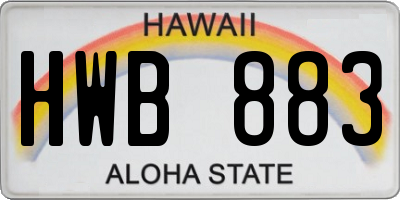 HI license plate HWB883