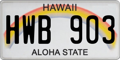 HI license plate HWB903