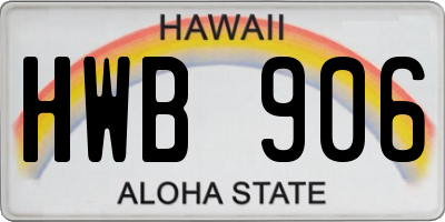 HI license plate HWB906
