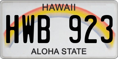 HI license plate HWB923