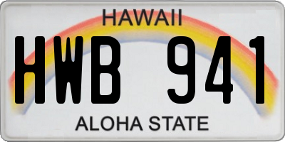 HI license plate HWB941