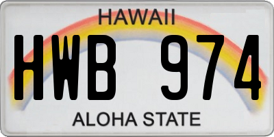 HI license plate HWB974