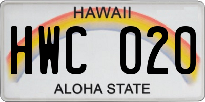 HI license plate HWC020
