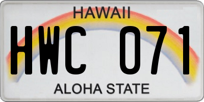 HI license plate HWC071