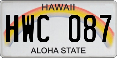 HI license plate HWC087
