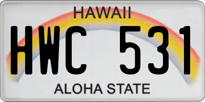 HI license plate HWC531