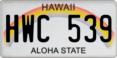 HI license plate HWC539