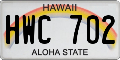 HI license plate HWC702