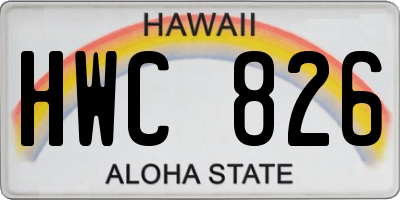 HI license plate HWC826