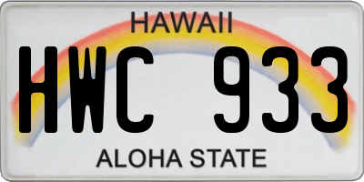 HI license plate HWC933