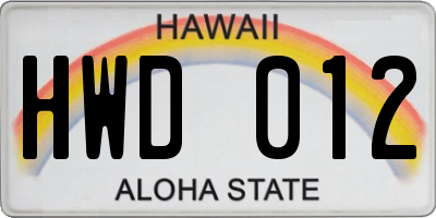 HI license plate HWD012