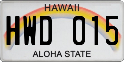 HI license plate HWD015